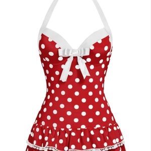 ⛱️👙Cute, Vintage Retro-Style Polka Dot Swim Suit | XL